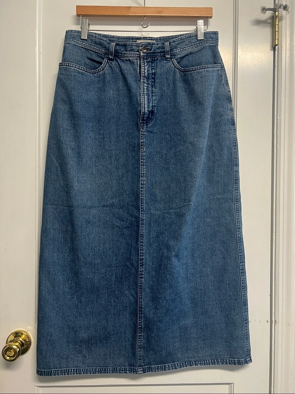 L.L. Bean Blue Denim Maxi Skirt